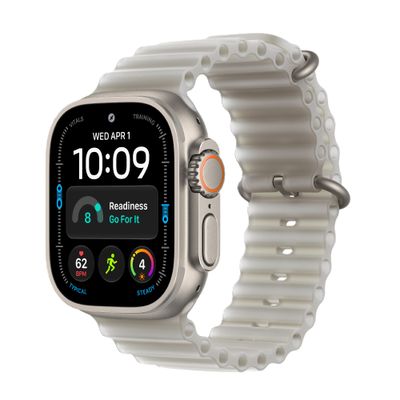 Apple Watch Ultra 4 Smartwatch GPS + Cellular Carcasa Natural Titanium 49mm Curea Ocean Gri Translucid