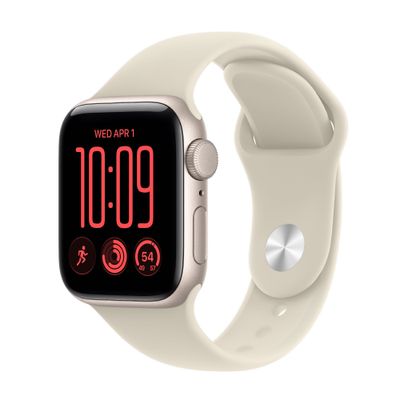 Apple Watch SE 3 Smartwatch GPS 40mm Carcasa Aluminiu Starlight cu Sport Band Sand S/M