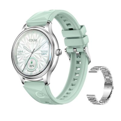 Colmi L28 Smartwatch Argintiu-Verde cu Curea din Otel Argintiu