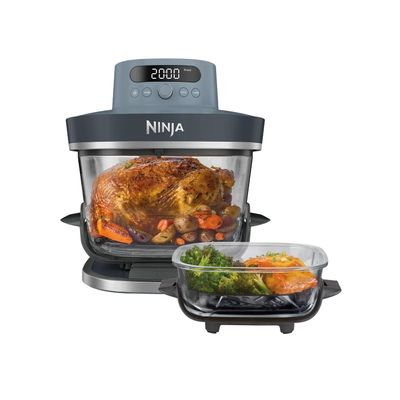 Ninja CRISPi 4-in-1 Sistem Portabil de Gatit cu Friteuza cu Aer Cald din Sticla Cyan
