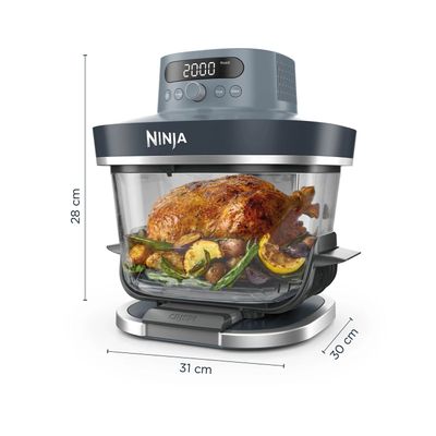 Ninja CRISPi 4-in-1 Sistem Portabil de Gatit cu Friteuza cu Aer Cald din Sticla Cyan