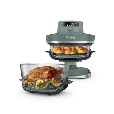Ninja CRISPi 4-in-1 Sistem Portabil de Gatit cu Friteuza cu Aer Cald din Sticla Gri