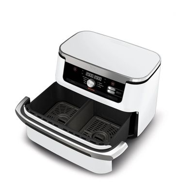 Ninja Foodi Flex Drawer Dual AF500EU Friteuza cu Aer Cald 10.4L cu 2 Zone de Gatit Alb
