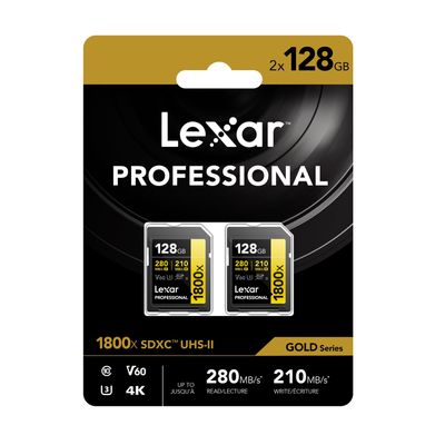 Lexar 2 x Card de Memorie SDXC Profesional UHS-II 1800x 128GB V60