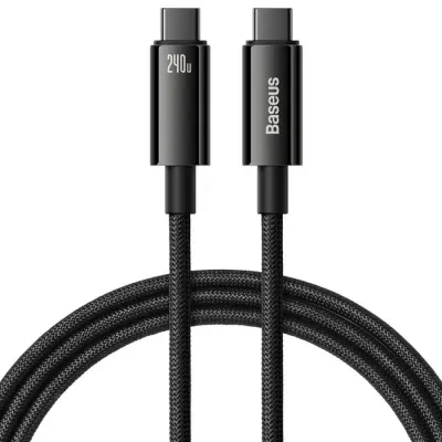 Baseus Cablu Tungsten Gold USB-C la USB-C 240W, 2m Negru
