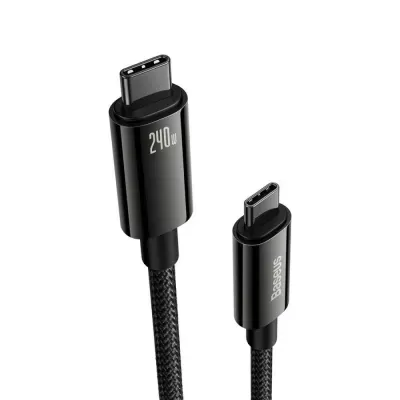 Baseus Cablu Tungsten Gold USB-C la USB-C 240W, 2m Negru
