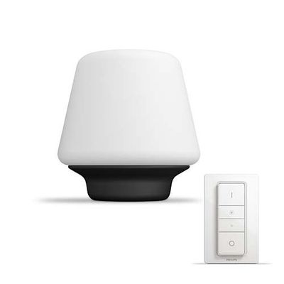Philips Hue Wellness - Veioza inteligenta cu bec LED E27, 9.5W, Wi-Fi, lumina alba reglabila, Neagra