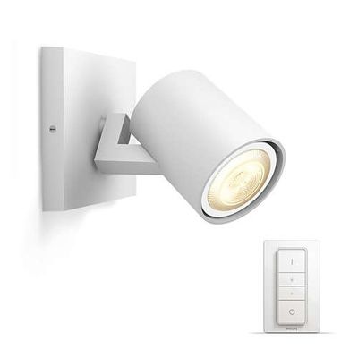 Philips HUE Spot Runner - Bec LED GU10, 5.5W, Wi-Fi, lumina alba reglabila + intrerupator, Alb