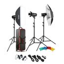 Godox E300-D Kit 3 Blituri 300W cu Accesorii Studio