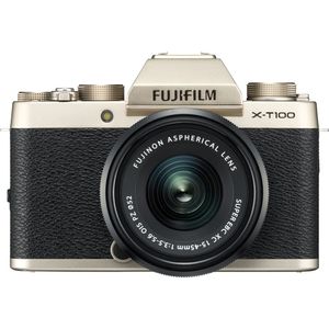 Fujifilm X-T100 Aparat Foto Mirrorless 24.2MP APSC cu Obiectiv Kit 15-45mm f/3.5-5.6 OIS PZ Champagne Gold