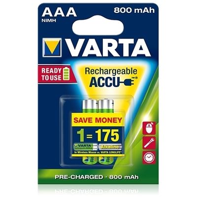 Varta - Acumulatori reincarcabili AAA R3 800 mAh, blister 2 buc.