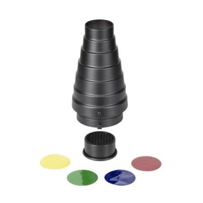 Quadralite SN-5002 Snoot cu Grid si Filtre colorate - montura Bowens