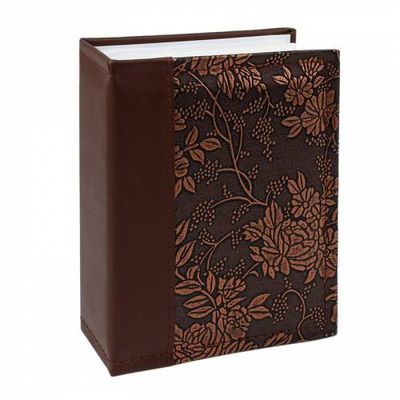 Newstyle - Album foto, Slip-in, Piele ecologica, Imprimeu floral, 100 fotografii, 10x15cm, Maro