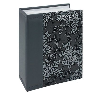 Newstyle - Album foto, Slip-in, Piele ecologica, Imprimeu floral, 100 fotografii, 10x15cm, Gri