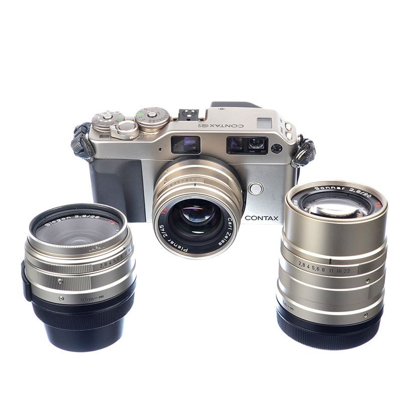 Contax G1 + Zeiss 2/45mm + 2.8/28mm + 2.8/90mm + blit TLA140 SH