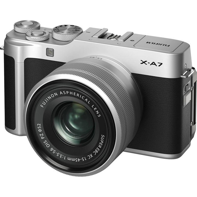 FujifilmXA7AparatFotoMirrorlessKitcuObiectivXF1545mmArgintiu
