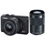 Canon-EOS-M200-Aparat-Foto-Mirrorless-24.1MP-4K-Kit-cu-Obiectiv-55-200mm-F4.5-6.3-IS---15-45mm-F3.5-6.3-Negru