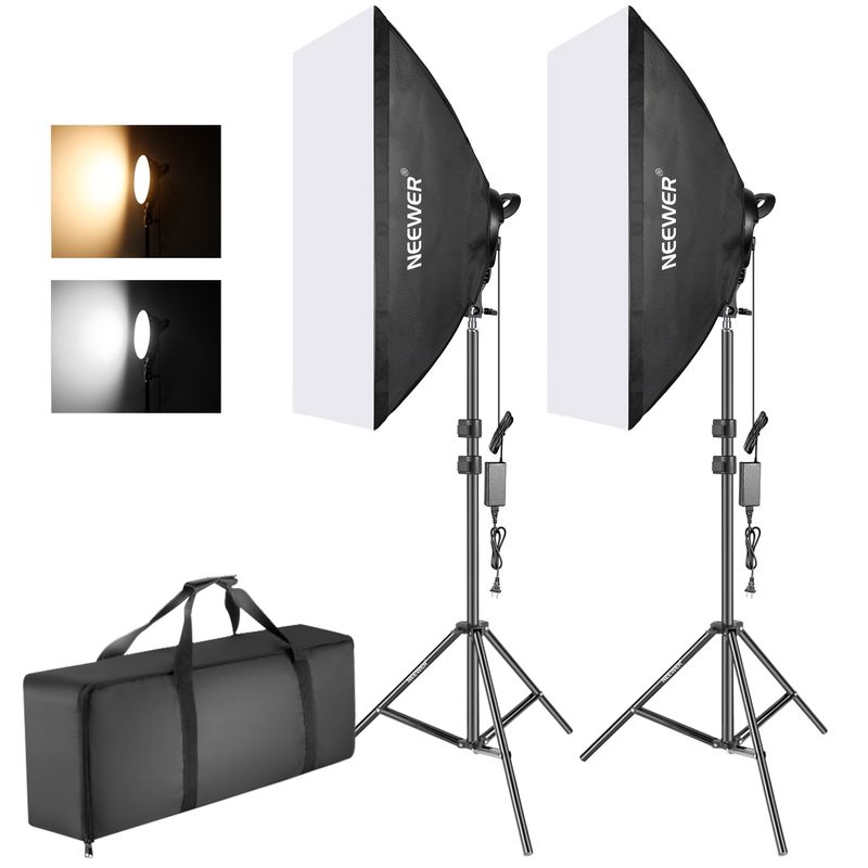 Fancier-LED-SLH4A--Kit-2-Lampi-LED-Bicolore-2700K-5500K---2-Softboxuri---2-Stative