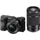 Sony Alpha A6100 Aparat Foto Mirrorless 24.2MP Kit 16-50 mm  f / 3.5-5.6  + 55-210mm f / 4.5-6.3 Negru