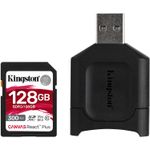 Kingston Canvas React Plus Card SD 128GB UHS-II  + Cititor de Carduri MobileLite Plus