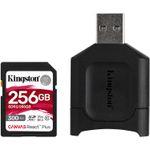 Kingston Canvas React Plus Card SD 256GB UHS-II + Cititor de Carduri MobileLite Plus