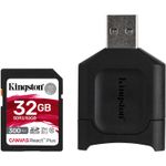 Kingston Canvas React Plus Card SD 32GB UHS-II + Cititor de Carduri MobileLite Plus