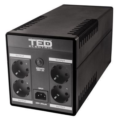 TED UPS Expert 1300VA / 750W Line Interactive cu Stabilizator 4 Iesiri Schuko si Display LCD