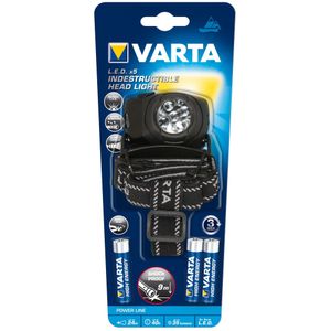 Varta Indestructibila 17730 Lanterna LED Frontala 5 LED-uri Neagra