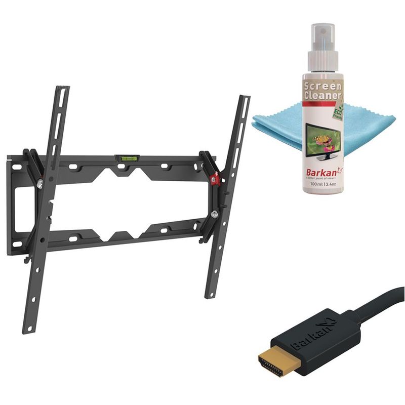 Barkan-Kit-Suport-de-Perete-pentru-Televizor-Plat-Curbat--29-65-inch---Solutie-Curatare-100-ml---Cablu-HDMI-10.2-Gbps-1.8m