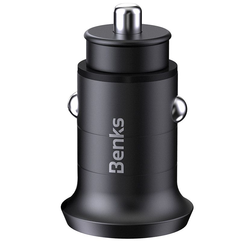 Benks-C29-PD-30W-Incarcator-Auto-Dual-Port-Negru