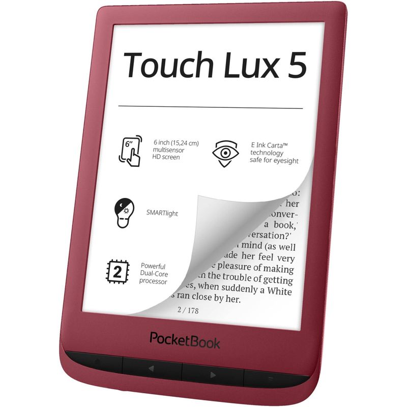 PocketBook Touch Lux 5 PB628 Ebook Reader Ruby Red - F64.ro - F64.ro