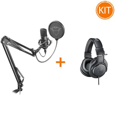 Kit Podcast cu Microfon Trust Emita Plus si Casti Profesionale