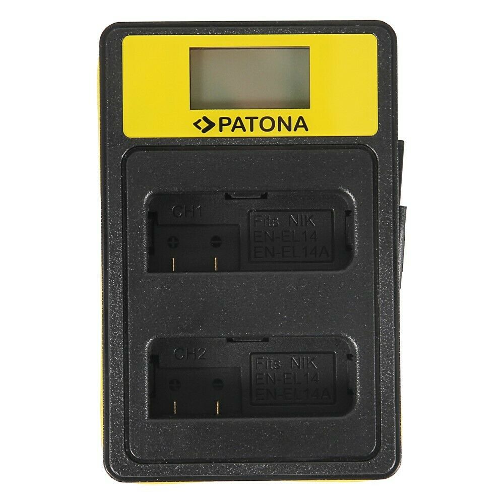 Patona Incarcator Smart Dual USB/USB-C/Micro-USB Dual cu LCD pentru Nikon EN-EL14