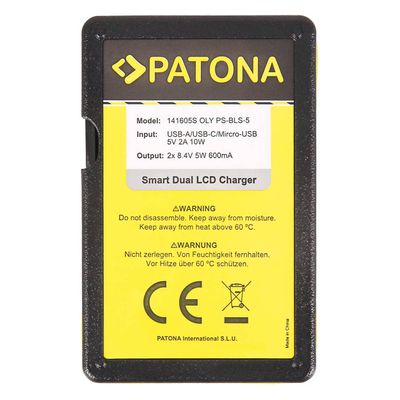 Patona Incarcator Smart USB/USB-C/Micro-USB Dual cu LCD pentru Olympus PS-BLS1/PS-BLS5