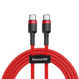 Baseus Cablu Cafule Series Type-C la Type-C Red (1m, 3A max, suporta PD2.0, 480Mbps, impletitura tex