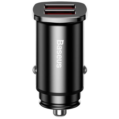 Baseus Incarcator Auto Metalic Quick Charger Dual Port 30W Black (5A max, QC3.0)
