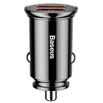 Baseus Incarcator Auto Quick Charger Dual USB 30W Black (5A max, QC3.0)