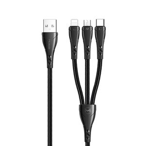 Mcdodo Cablu Mamba Series 3 in 1 Lightning & MicroUSB & Type-C Black (max 3A, 1.2m)