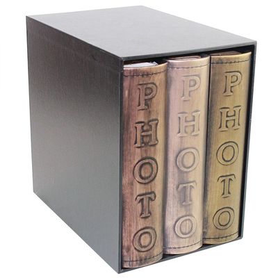 Set 3 Albume Foto Vintage Piele Ecologica 600 Poze 10x15  Husa tip Cutie