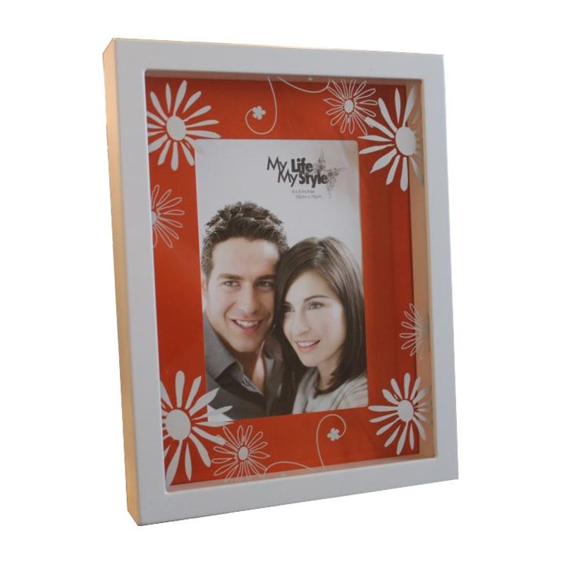 Rama-Foto-Alba-cu-Motiv-Floral-10x15cm