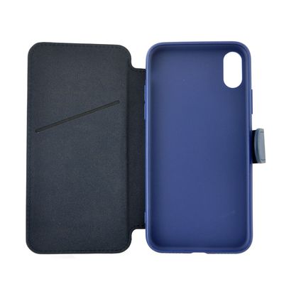 Meleovo Husa Book Stitchy II iPhone X Navy (slot card in interior, functie sleep-wake)