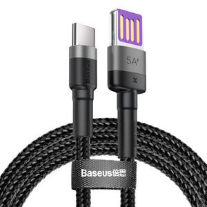Baseus Cablu Cafule HW Quick Charging Type-C Gray & Black (1m, 40W, 5A)