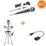 Kit-Smart-Dinamic-cu-Microfon---Fancier-8-LED-Light-Suport-Smartphone-si-Brat-pentru-Microfon---Saramonic-EA2L-Adaptor-Microfon-USB