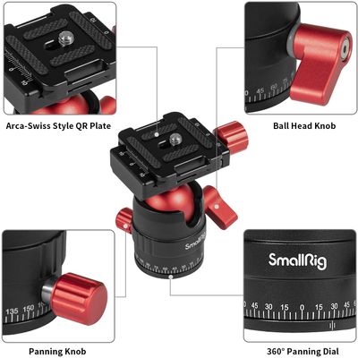 SmallRig 3034 Cap cu Bila Panoramic din Aluminiu si Placuta Quick Release