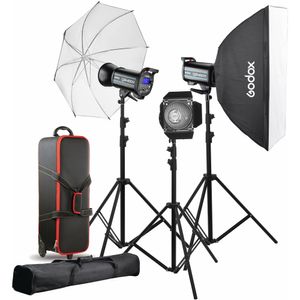 Godox QS400II-D QSII Studio Kit cu 3 Blituri si Accesorii