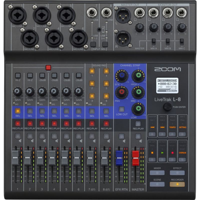 ZoomLiveTrakL8MixerDigitalPortabilcu8CanalesiRecorderMultitrack4