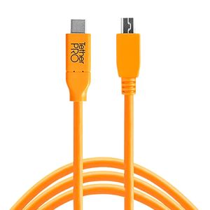 Tether Tools Cablu USB-C la 2.0 Micro-B 5-Pin 4,60m Portocaliu