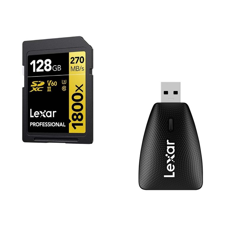 Lexar-Card-de-Memorie-SDXC-Professional-UHS-II-1800x-128GB---Cititor-de-Carduri-LRW450