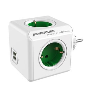 Allocacoc 1202GN/DEOUPC Priza Power Cube Original 4 X Prize 2 X USB Green