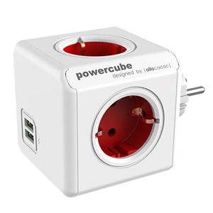 Allocacoc 1202RD/DEOUPC Priza Power Cube Original 4 X Prize 2 X USB Red